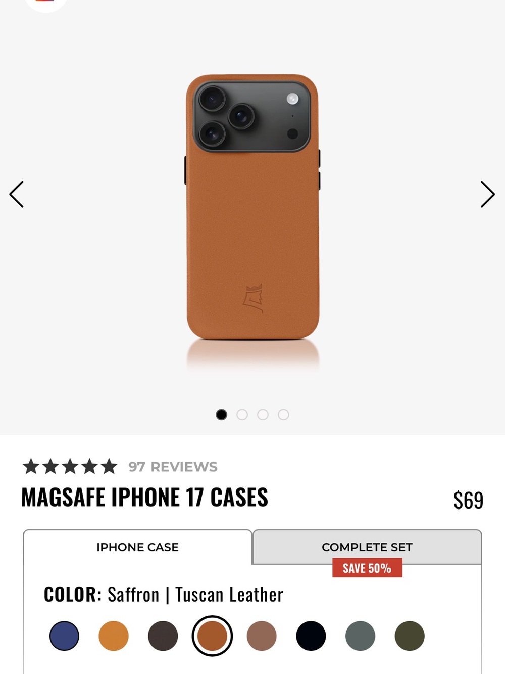 iPhone 17 Pro Max Case - Saffron Tuscan Leather